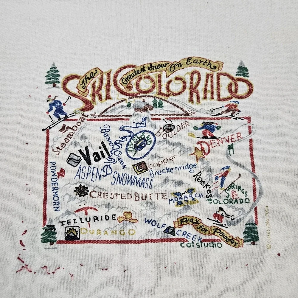 Colorado Cotton Towel Embroidered Souvenir Hand Kitchen Dish Catstudio
